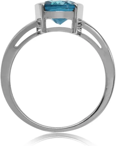 Miniatura 3 de Silvershake Anillo solitario de plata de ley 925 con forma ovalada genuina de 0.394 x 0.315 in para mujer