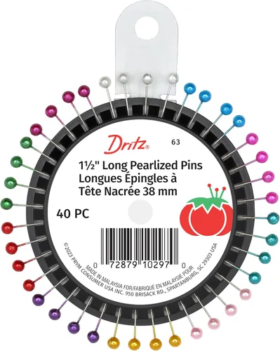 Miniatura 12 de Dritz 68-9 pines perlados, largos, blancos, 1-1/2 pulgadas (100 unidades)