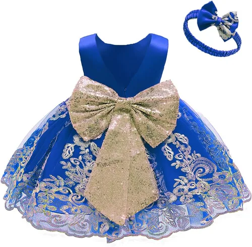 Miniatura 48 de CMMCHAAH - Vestidos de encaje para concursos de niñas bebés de 0-6 años, vestido formal para fiestas con diadema