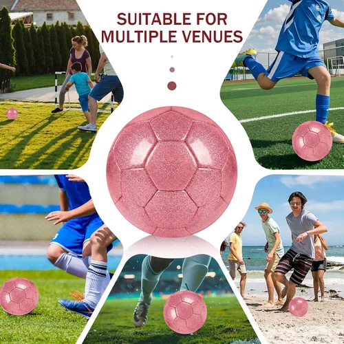 Miniatura 6 de 2 pelotas de fútbol con purpurina plateada con bomba y aguja, kit de pelota de fútbol para regreso a la escuela, regalos de cumpleaños, pelota