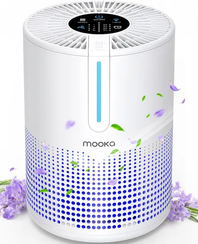 Miniatura 2 de MOOKA Purificadores de aire M01 para dormitorio y hogar, 430 pies cuadrados con 2 filtros adicionales, filtro HEPA H13, pequeño purificador de aire