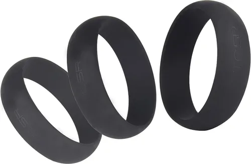 Miniatura 5 de Autofor Super elástico de silicona negro anillo para pene, transparente