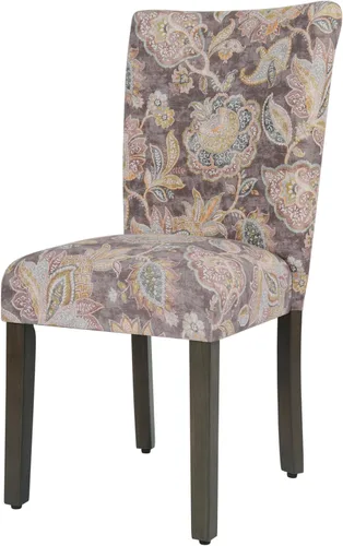 Miniatura 184 de Homepop Silla de comedor con detalles festoneados, sillas de comedor Parsons tapizadas, muebles decorativos para el hogar, tejido gris claro