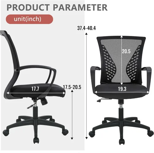 Miniatura 2 de Silla ergonómica de oficina, silla de escritorio para el hogar, silla de malla con respaldo medio, silla giratoria para computadora, silla ejecutiva