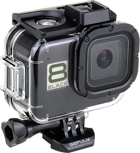 GEPULY Carcasa impermeable para GoPro Hero 8 Negro, doble ranura para zapata fría protectora subacuática carcasa para GoPro Hero 8 Cámara de acción