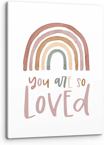 PHAMTE Arte de pared con texto en inglés "You Are So Loved", con texto en inglés "You Are So Loved", impresión de colores neutros y arcoíris