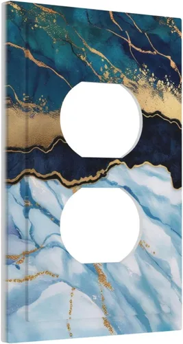 Abstracto de Lujo Azul Dorado con Brillo de Mármol 1 Gang Cubiertas de Tomacorrientes Dúplex Decorativas Cubiertas de Interruptores de Luz