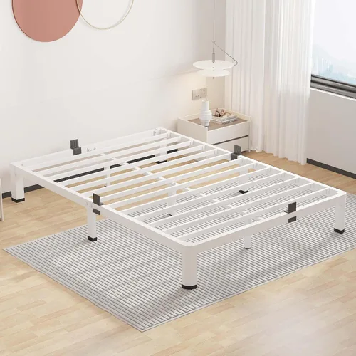 Miniatura 26 de ROIL Marcos de cama de 14 pulgadas con cabecera, tamaño individual XL, con agujeros para cabecero y patas de esquinas redondas, con sujetadores