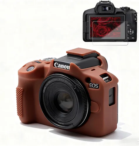 Miniatura 17 de Funda para cámara Canon EOS R50, funda protectora de silicona suave, antiarañazos, funda ajustada delgada con accesorios de protector de pantalla