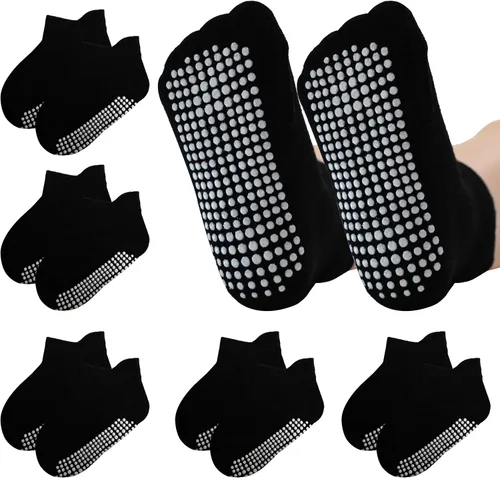 Miniatura 7 de 5 pares de calcetines antideslizantes con agarre para tobillos para bebés, niños y niñas, calcetines antideslizantes adhesivos para bebés, niños