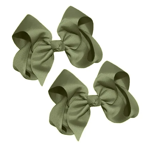 Miniatura 54 de WEBB DIRECT2U Juego de dos lazos para el pelo de grogrén sólido de 4 pulgadas, pinzas de cocodrilo, color verde manzana
