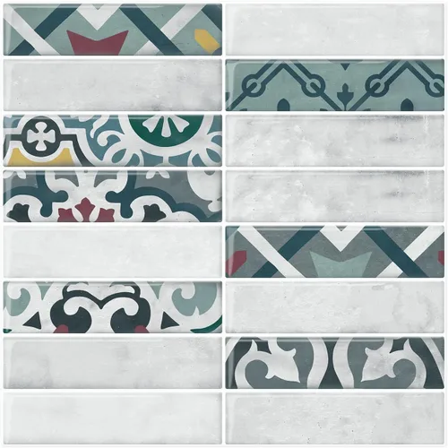 Miniatura 13 de Azulejos de metro verde pavo real de 10 hojas para despegar y pegar, azulejos autoadhesivos 3D para cocina, baño, azulejos de mosaico adhesivo de 12