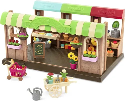Miniatura 18 de Li'l Woodzeez Pass – the – Pasta Restaurant Playset – Juego de casa de muñecas de 41 piezas con mesa, bancos, comida y accesorios para juegos de rol