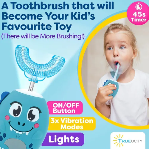 Miniatura 3 de Trueocity Cepillo de Dientes Eléctrico Automático en Forma de U para Niños, Cepillo de Dientes Automático Recargable para Niños Pequeños Cabezal