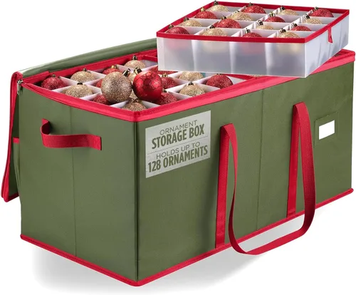 Miniatura 12 de Handy Laundry Almacenamiento de adornos de Navidad: almacena hasta 64 adornos navideños, divisores ajustables, dos asas. La caja de almacenamiento