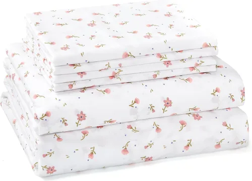 Miniatura 15 de BYSURE Juego de sábanas estampadas de reno y árbol de Navidad, 6 piezas (tamaño King, árbol de Navidad), ropa de cama de microfibra con bolsillo