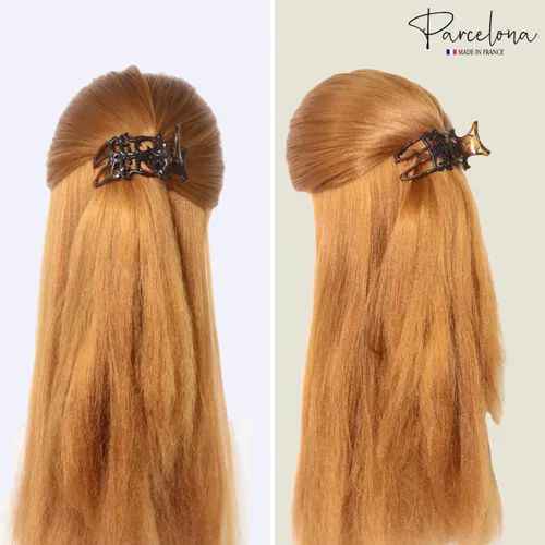 Miniatura 7 de Parcelona Pequeña diapositiva francesa de celuloide intrincada en la pinza lateral del pelo del deslizador para el pelo fino