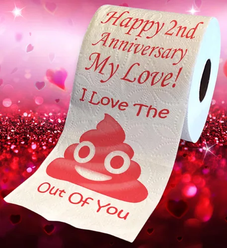 Miniatura 2 de Impreso TP Happy Second Anniversary I Love You - Broma de papel higiénico impreso – Divertido regalo de broma novedosa, segundo aniversario
