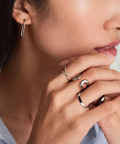Miniatura 3 de NVWAROCK Anillo de oro grueso chapado en oro real de 14 quilates, anillos abiertos para mujeres y hombres, doble capa, de alto pulido, apilable