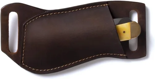Miniatura 11 de Gentlestache Funda de cuero para cuchillo de bolsillo para cinturón, funda plegable para cuchillo, funda para cinturón EDC, color negro compacto