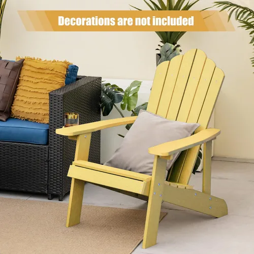 Miniatura 4 de Giantex Silla Adirondack para exteriores, sillas de patio de gran tamaño con portavasos oculto, veta de madera realista, capacidad de peso de 380