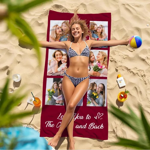 Miniatura 8 de JML Regalos del Día de la Madre y Cumpleaños para Mamá de Hija o Hijo, Toalla de Playa Personalizada con Foto, Toalla de Playa Personalizada
