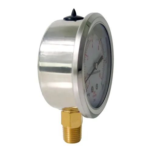 Miniatura 6 de HFS (R) -30inHg-0-150psi Manómetro de vacío relleno de líquido de glicerina, tamaño de dial de 2.5", montaje inferior NPT de 1/4", caja de acero