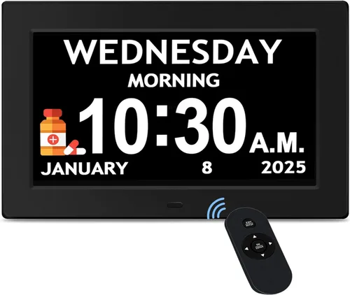 Reloj digital de 10.1 pulgadas con fecha y hora, reloj de demencia, reloj despertador de pantalla grande para personas mayores, 10 recordatorios, 6