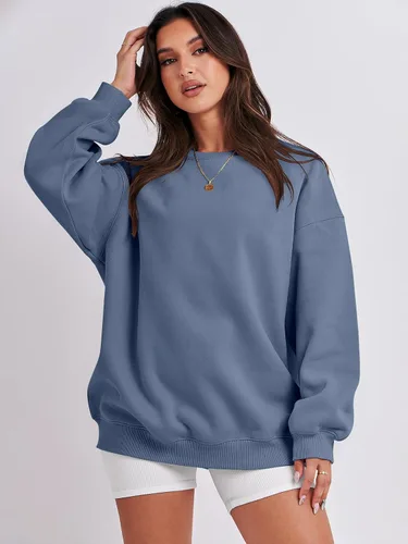 Miniatura 5 de ANRABESS Sudaderas de gran tamaño con capucha para mujer, cuello redondo, sin botones, ropa casual de otoño, ropa de preparación, adolescentes