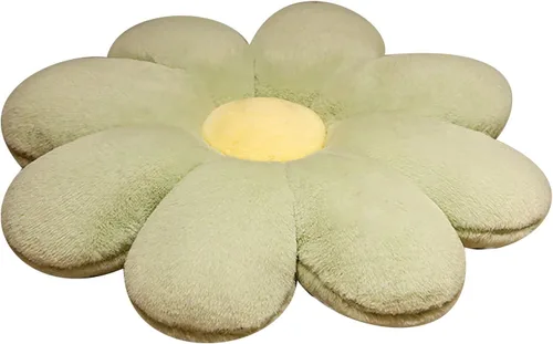 HANDKEI Bonita almohada de felpa con forma de margarita, cojín de suelo de tatami en forma de margarita para sofá de niños, sofá cama, sala de estar