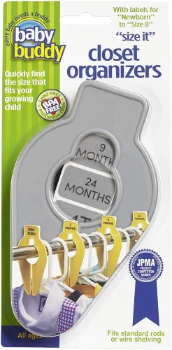 Miniatura 13 de Baby Buddy Size-It Separadores organizadores para perchas de armario de niños y bebes, Paquete de 1, Blanco