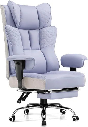 Miniatura 10 de GTPLAYER Silla de Oficina Grande y Alta 400LBS Silla Ergonómica para Juegos Ancha con Cuero con Diseño de Relieve de Lujo con Reposapiés, Reclinable