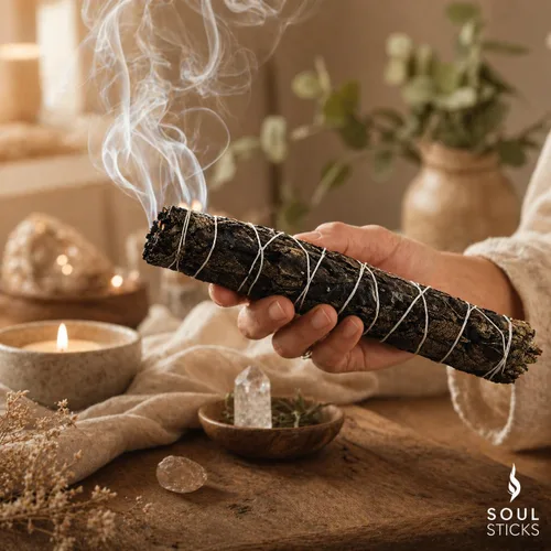 Miniatura 5 de Soul Sticks Paquete de 1 barra de manchas de salvia negra, 9 pulgadas, bendición de la casa de salvia floral, limpia la casa y la energía negativa