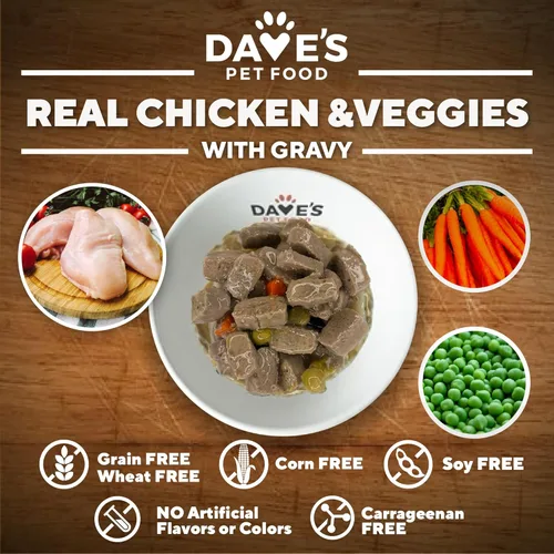 Miniatura 4 de Dave's Pet Food Stewlicious - Alimento húmedo para perros sin granos (pollo y verduras en salsa), fabricado en Estados Unidos naturalmente