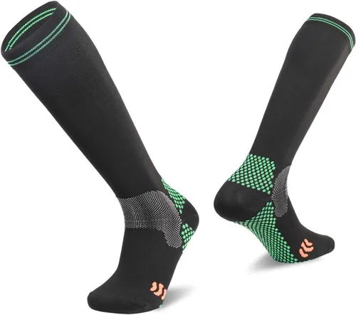 Rolxmed Calcetines deportivos de compresión para correr, fútbol, béisbol, para jóvenes, mujeres y hombres, 15-20 mmHg, ajuste delgado (1 par3 pares)
