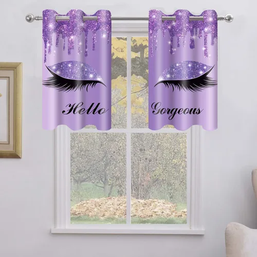 Miniatura 15 de Hello Gorgeous - Cortina de pestañas de unicornio, para oscurecer la habitación, con aislamiento térmico, con ojales, para decoración de dormitorio