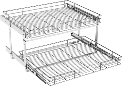 ROOMTEC Organizador de armario extraíble (25½ pulgadas de ancho x 21.5 pulgadas de profundidad), 2 niveles de almacenamiento extraíble para cajón de