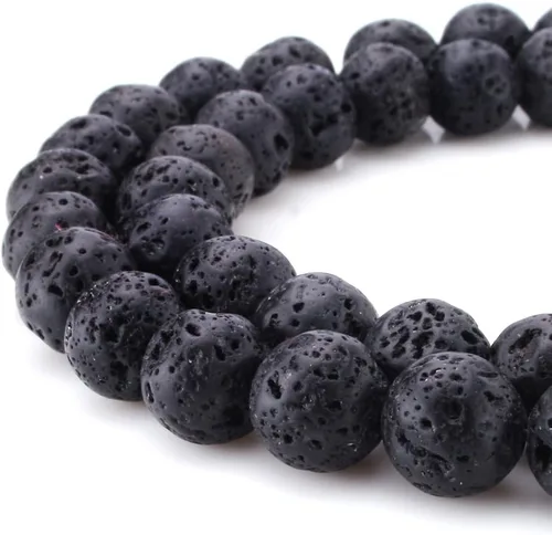 Miniatura 30 de Cuentas de ónix negro BEADNOVA con cuentas de cristal natural, piedras preciosas, redondas, sueltas, curativas de energía con cordón elástico de 01)
