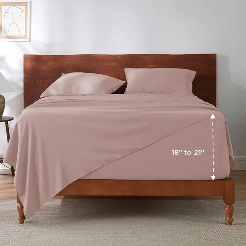 Miniatura 8 de Bedsure Juego de sábanas tamaño King con bolsillo profundo que se adapta a colchones de hasta 21 pulgadas de grosor, 4 piezas, sábanas GentleSoft