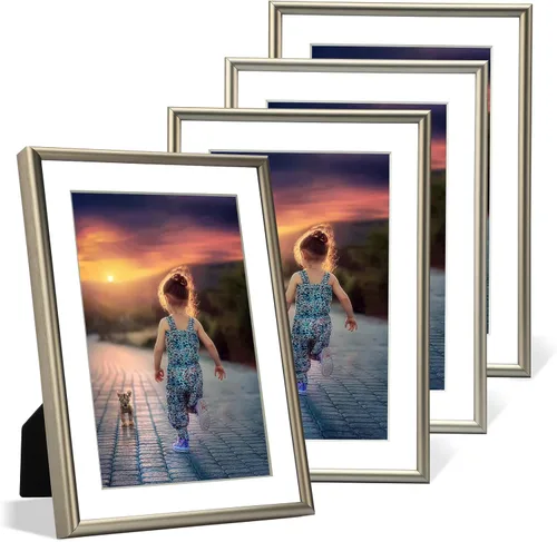 Miniatura 36 de 9x12 Picture Frame Set of 4, Matted Black Simple Modern Brushed Thin Aluminum Metal Photo Frame Fits 6x8 with Mat or 9 x 12 without Mat Vertical and
