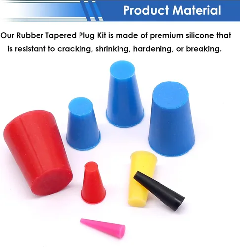 Miniatura 4 de smseace Paquete de 40 tapones de goma de 1/16 pulgada a 5/8 pulgada, tapones de goma de 8 tamaños, tapones de silicona de alta temperatura