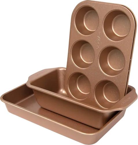 Miniatura 2 de casaWare Juego de 3 piezas de horno tostador (granito oro rosa)