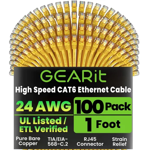 Miniatura 39 de Paquete de Cable Ethernet Cat 6 GEARit - Pack de 10 cables de conexión Ethernet Cat6 de 15 pies Cable de conexión de red RJ45, conectores dorados