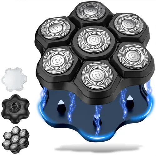 Miniatura 11 de Cabezales de repuesto para afeitadora de cabeza magnéticas, 7 cuchillas de repuesto compatibles con Freebird Shaver y otras marcas (plateado6)