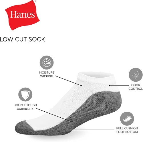Miniatura 5 de Hanes Men's Max Cushion Low Cut Socks, 6 and 8 Packs