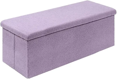 Miniatura 25 de PINPLUS Otomanas otomanas de almacenamiento con forma cuadrada con reposapiés de almacenamiento para sala de estar, asiento otomano Boucle para Negro