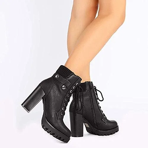 Miniatura 7 de DREAM PAIRS - Botines de tacón alto grueso para mujer