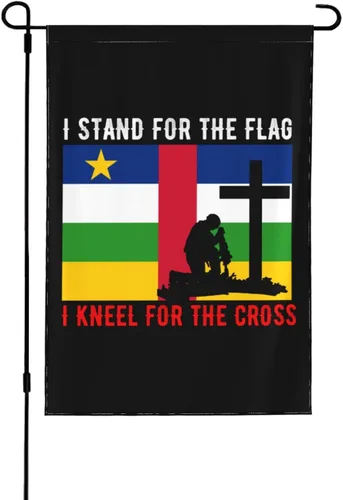 I Stand For The Central African Republic Flag And I Kneel For The Cross Garden Flag 28"x40" Inch Double Sided Garden Flags Home Lawn Outdoor Decor