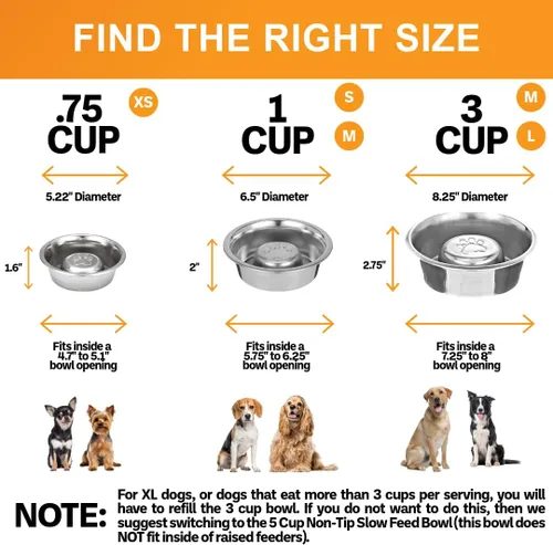 Miniatura 3 de Neater Pet Brands - Tazón de acero inoxidable para alimentación lenta para perros que comen rápido de raza grande, comedero de metal para perros