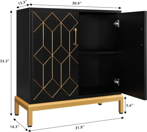 Miniatura 2 de GAOMON Armario de buffet, aparador con almacenamiento, armario de almacenamiento de buffet moderno con puertas y estantes para cocina, oficina